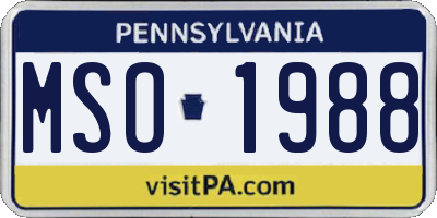 PA license plate MSO1988