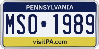 PA license plate MSO1989