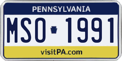 PA license plate MSO1991