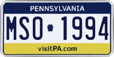 PA license plate MSO1994