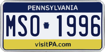 PA license plate MSO1996