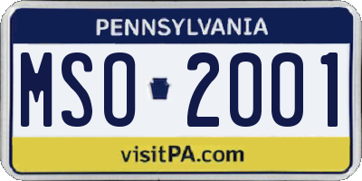 PA license plate MSO2001