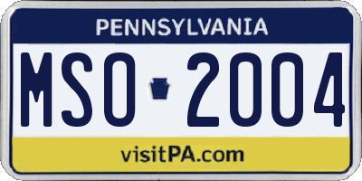 PA license plate MSO2004