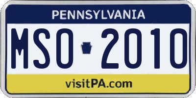 PA license plate MSO2010