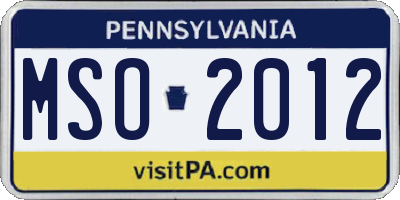 PA license plate MSO2012