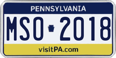 PA license plate MSO2018
