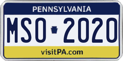 PA license plate MSO2020