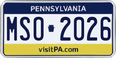 PA license plate MSO2026