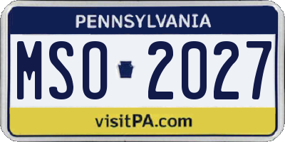 PA license plate MSO2027