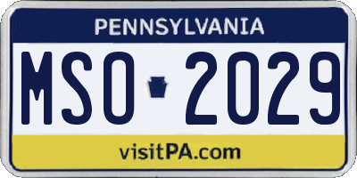 PA license plate MSO2029