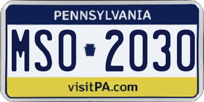 PA license plate MSO2030