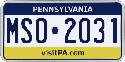PA license plate MSO2031