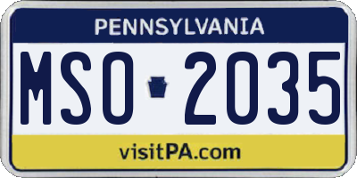 PA license plate MSO2035