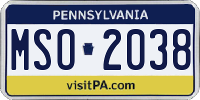 PA license plate MSO2038