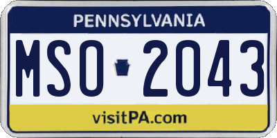 PA license plate MSO2043