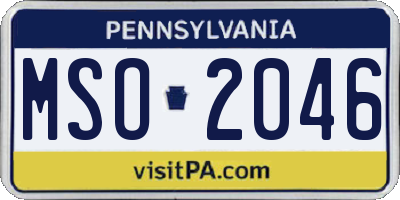 PA license plate MSO2046