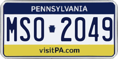 PA license plate MSO2049
