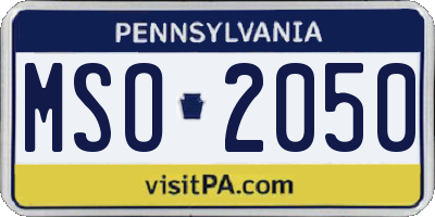 PA license plate MSO2050