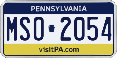 PA license plate MSO2054
