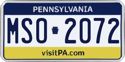 PA license plate MSO2072