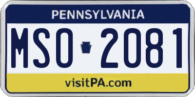 PA license plate MSO2081