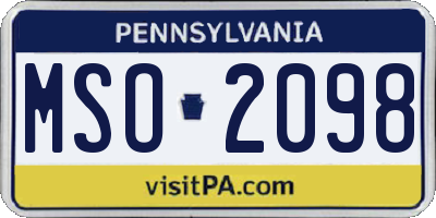 PA license plate MSO2098