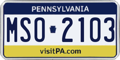 PA license plate MSO2103