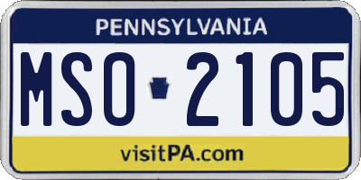PA license plate MSO2105