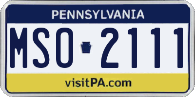 PA license plate MSO2111