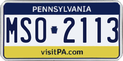 PA license plate MSO2113