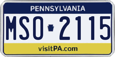 PA license plate MSO2115