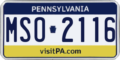 PA license plate MSO2116
