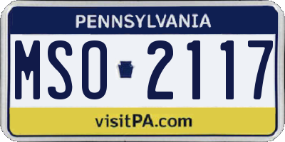 PA license plate MSO2117