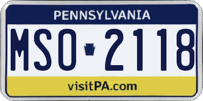 PA license plate MSO2118