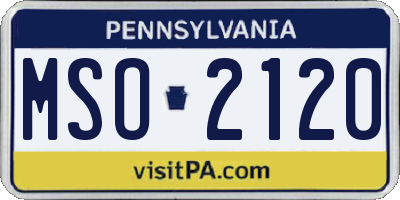 PA license plate MSO2120