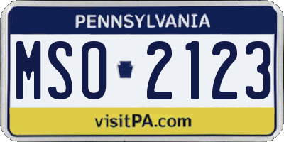PA license plate MSO2123