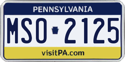 PA license plate MSO2125