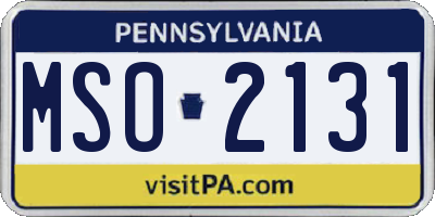 PA license plate MSO2131