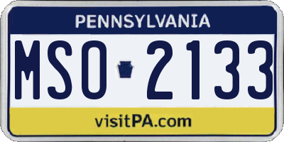 PA license plate MSO2133