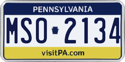 PA license plate MSO2134
