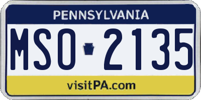 PA license plate MSO2135