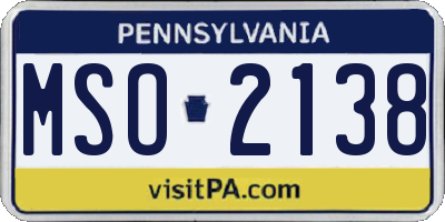 PA license plate MSO2138