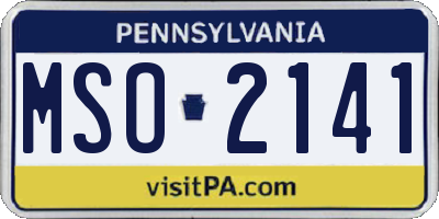 PA license plate MSO2141