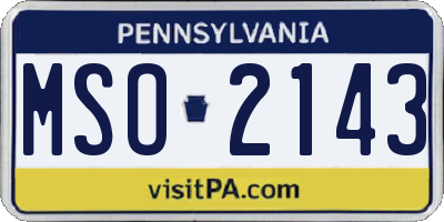 PA license plate MSO2143