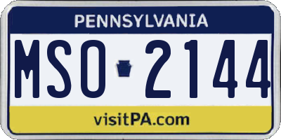 PA license plate MSO2144