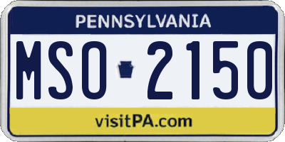 PA license plate MSO2150