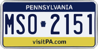 PA license plate MSO2151