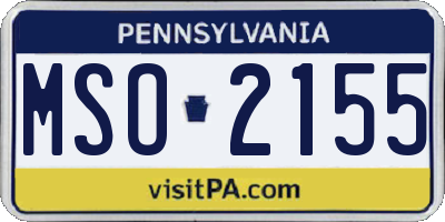PA license plate MSO2155