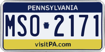 PA license plate MSO2171
