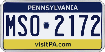 PA license plate MSO2172